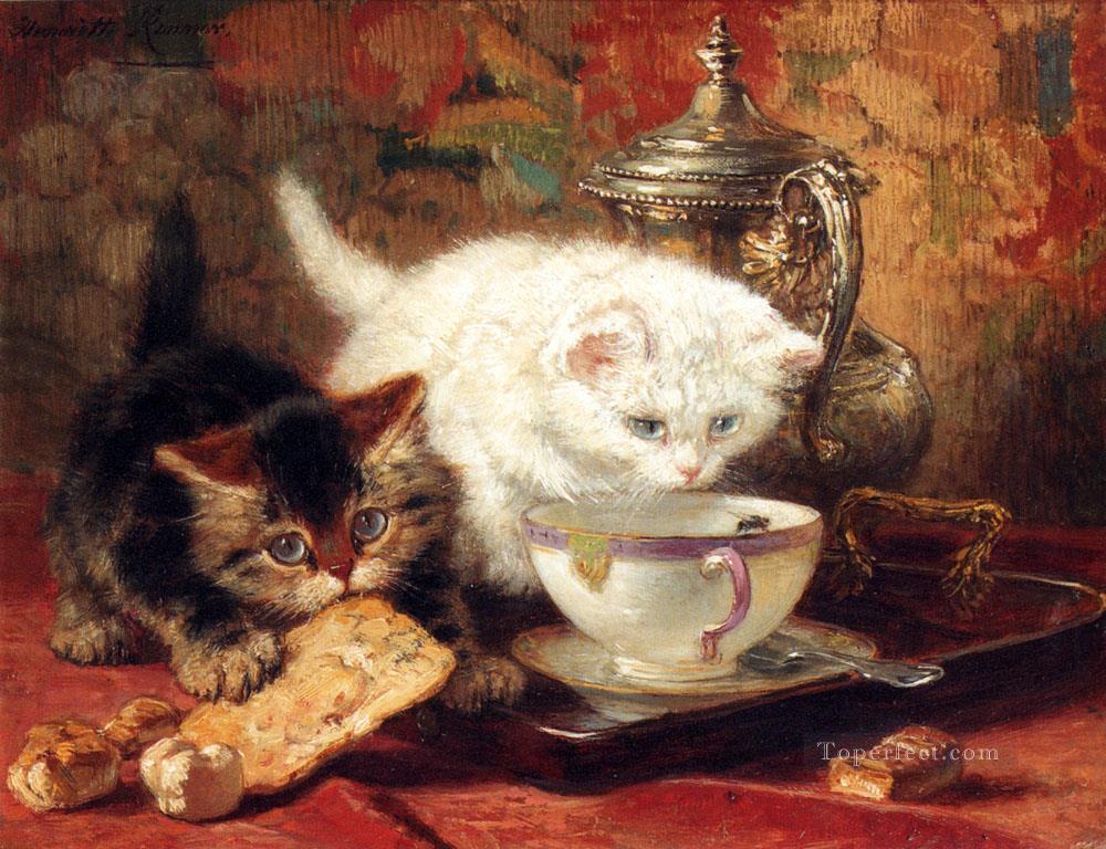 High Tea animal cat Henriette Ronner Knip Oil Paintings